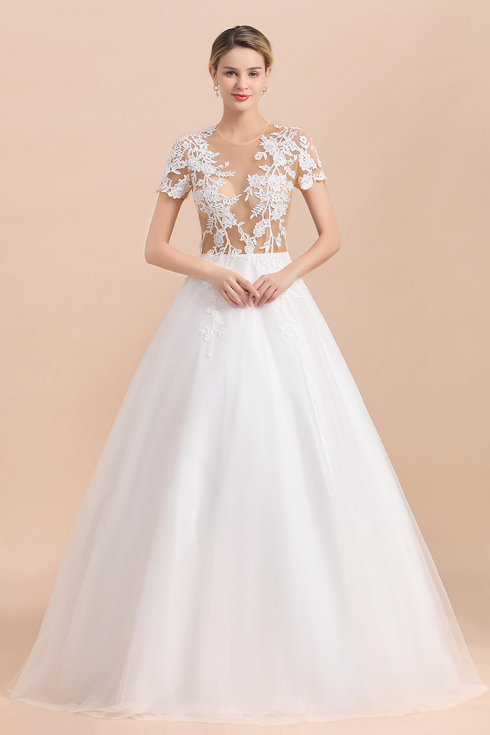 Fashion Lace Tulle A-line Wedding Dress BMbride