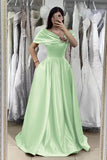Gorgeous Fuchsia Off-The-Shoulder A-Line Prom Dress with Beadings Online BM bride