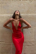 Spaghetti Strap Sleeveless Backless Long Prom Dress With Pleated