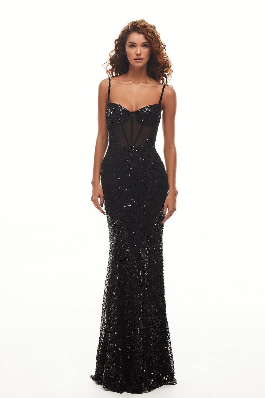 Spaghetti Strap Sweetheart Mermaid Long Prom Dress With Sequins BMBRIDE