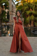 Stunning One Shoulder Sleeveless Backless Long Prom Dress With Front Split