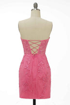 Yellow Tight Short Homecoming Dress with Appliques Bmbride