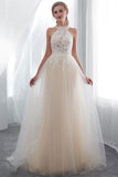 High Neck Tulle Wedding Dress with Appliques BM bride