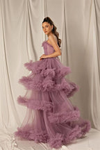 Shiny Spaghetti-Strap Layered Mermaid Prom Dress BM bride