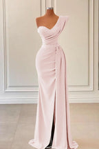 Sage One-Shoulder Mermaid Prom Dress with Beadings and Split BM bride