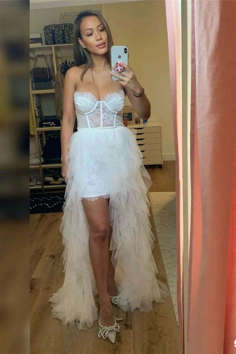 Glamorous Strapless Tulle Prom Dress, Sleeveless Ball Gown BM bride