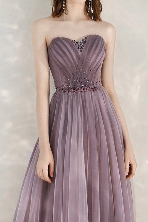 Elegant Infinity Tulle Off the Shoulder Sweetheart Long Prom Dress With Sequins BMBRIDE