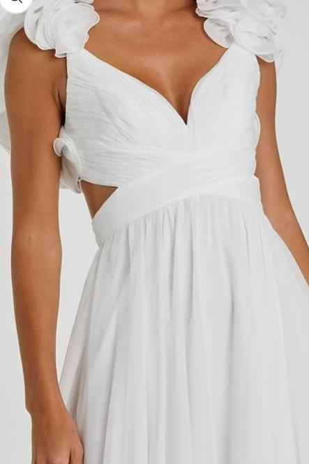 Straps V Neck Sleeveless Backless Long Prom Dress With Pleated