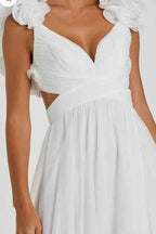 Straps V Neck Sleeveless Backless Long Prom Dress With Pleated