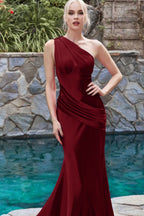 Elegant One-Shoulder Sleeveless Mermaid Prom Dress BM bride
