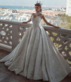 Glamorous Cap Sleeve Ball Gown Wedding Dress with Beading BM bride