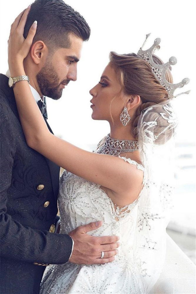 Glamorous Cap Sleeve Ball Gown Wedding Dress with Beading BM bride