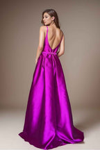 Spaghetti Strap Sleeveless Backless Long Prom Dress With Belt