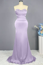 Red Sweetheart Sleeveless Sequined Mermaid Prom Dress BM bride