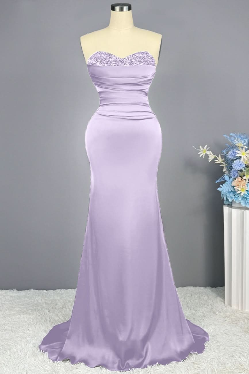 Red Sweetheart Sleeveless Sequined Mermaid Prom Dress BM bride