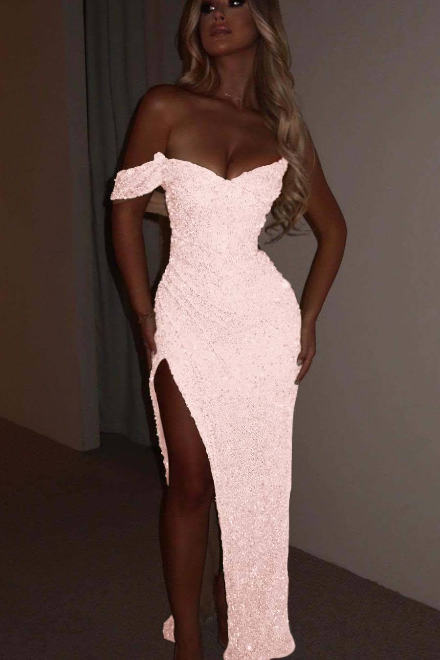 One Shoulder Strapless Sleeveless Long Mermaid Prom Dress With Split BMBRIDE