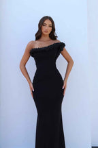 One Shoulder Sleeveless Mermaid Long Prom Dress With Beading
