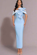 Off the Shoulder Sleeveless Long Split Prom Dress With Bowknot