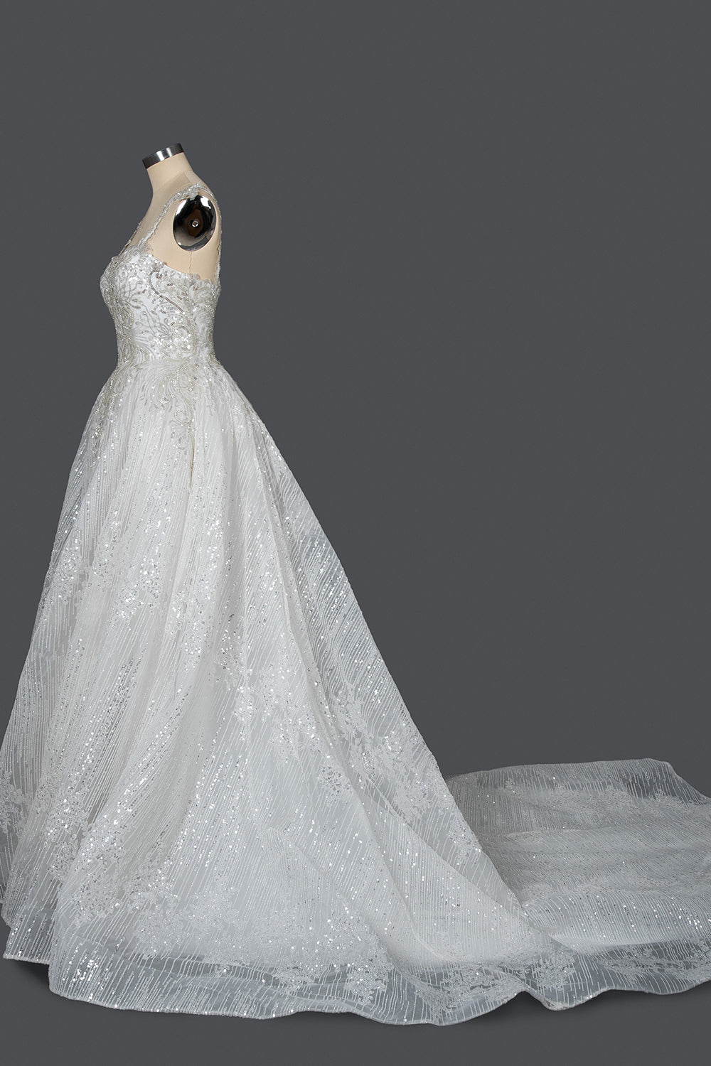 Strapless Sleeveless Sweetheart Pleated Ball Gown Wedding Dress with Sequins BM bride