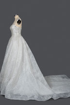 Strapless Sleeveless Sweetheart Pleated Ball Gown Wedding Dress with Sequins BM bride