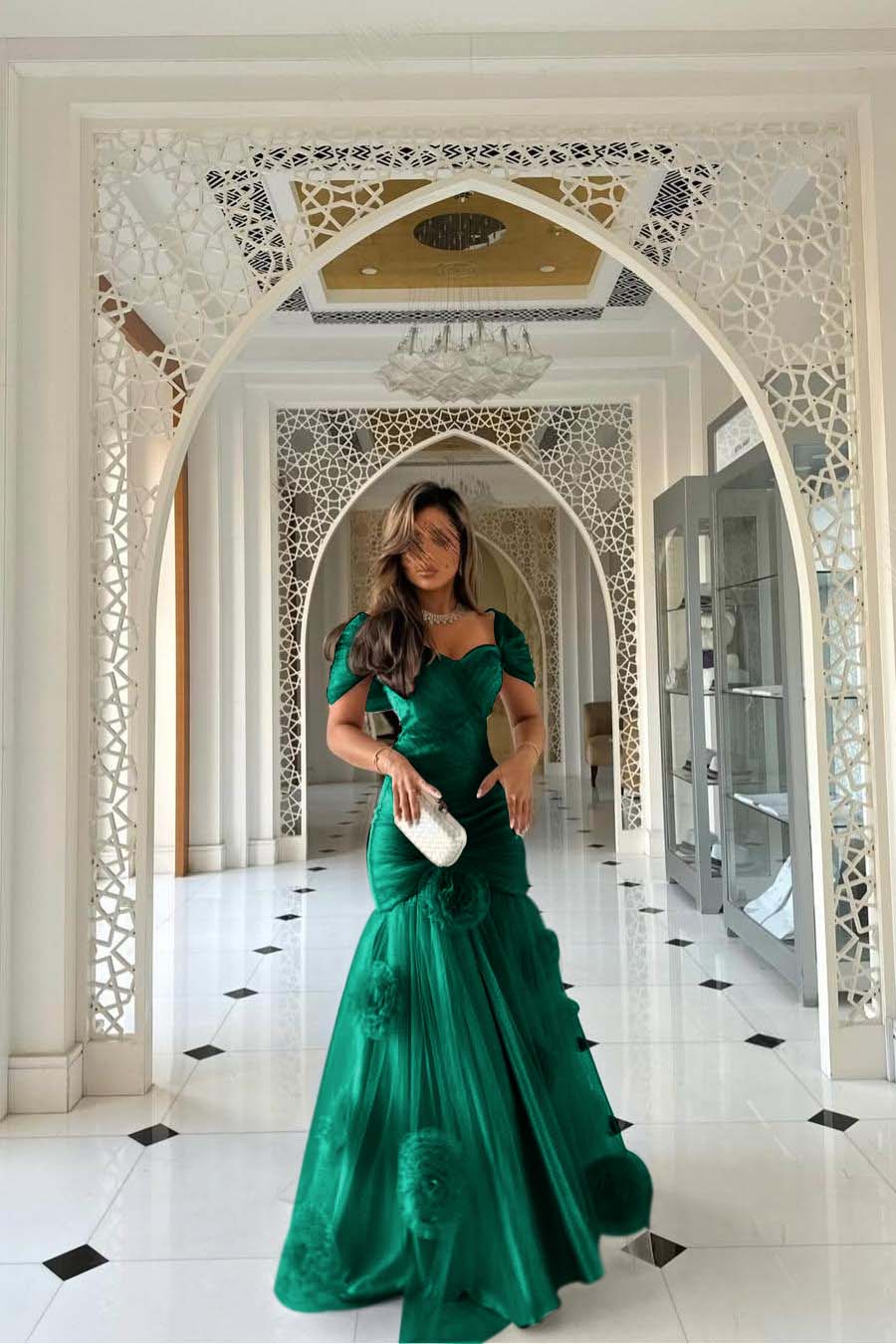 Sweetheart Short Sleeves Long Mermaid Prom Dress With Pleated BMBRIDE