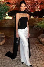 Sleeveless Strapless Mermaid Long Prom Dress With Pleated Ruffles