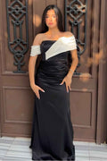 Off the Shoulder Sleeveless Mermaid Long Prom Dress With Pleated