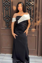Off the Shoulder Sleeveless Mermaid Long Prom Dress With Pleated