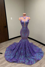 Heavy Strapless Appliques Evening Dress with Sleeveless Sequins Mermaid BM bride