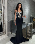 Elegant Black Sweetheart Sleeveless Mermaid Prom Dress with Symmetrical Chest Beads BM bride