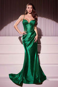 Spaghetti Strap Sleeveless Mermaid Long Prom Dress With Pleated