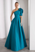 One Shoulder Sleeveless Long A Line Prom Dress With Pockets BMBRIDE