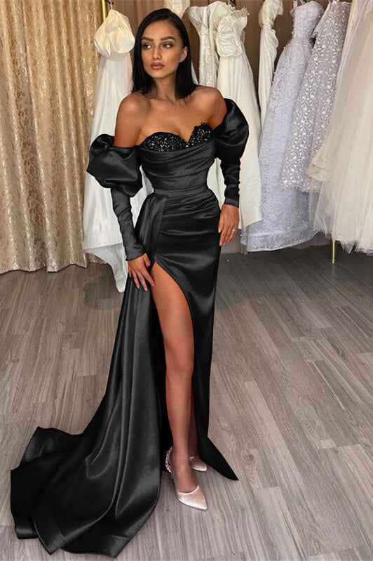 Red Off The Shoulder Mermaid Split Prom Dress Sweetheart With Diamond Appliques