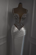 Spaghetti Strap Sweetheart Sleeveless Long Prom Dress With Beading
