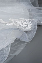 Elegant Cap Sleeve Sheer Tulle Ball Gown Wedding Dress with Lace V-Neck BM bride