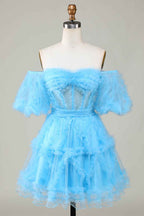 Fuchsia Corset A-Line Short Homecoming Dress Bmbride
