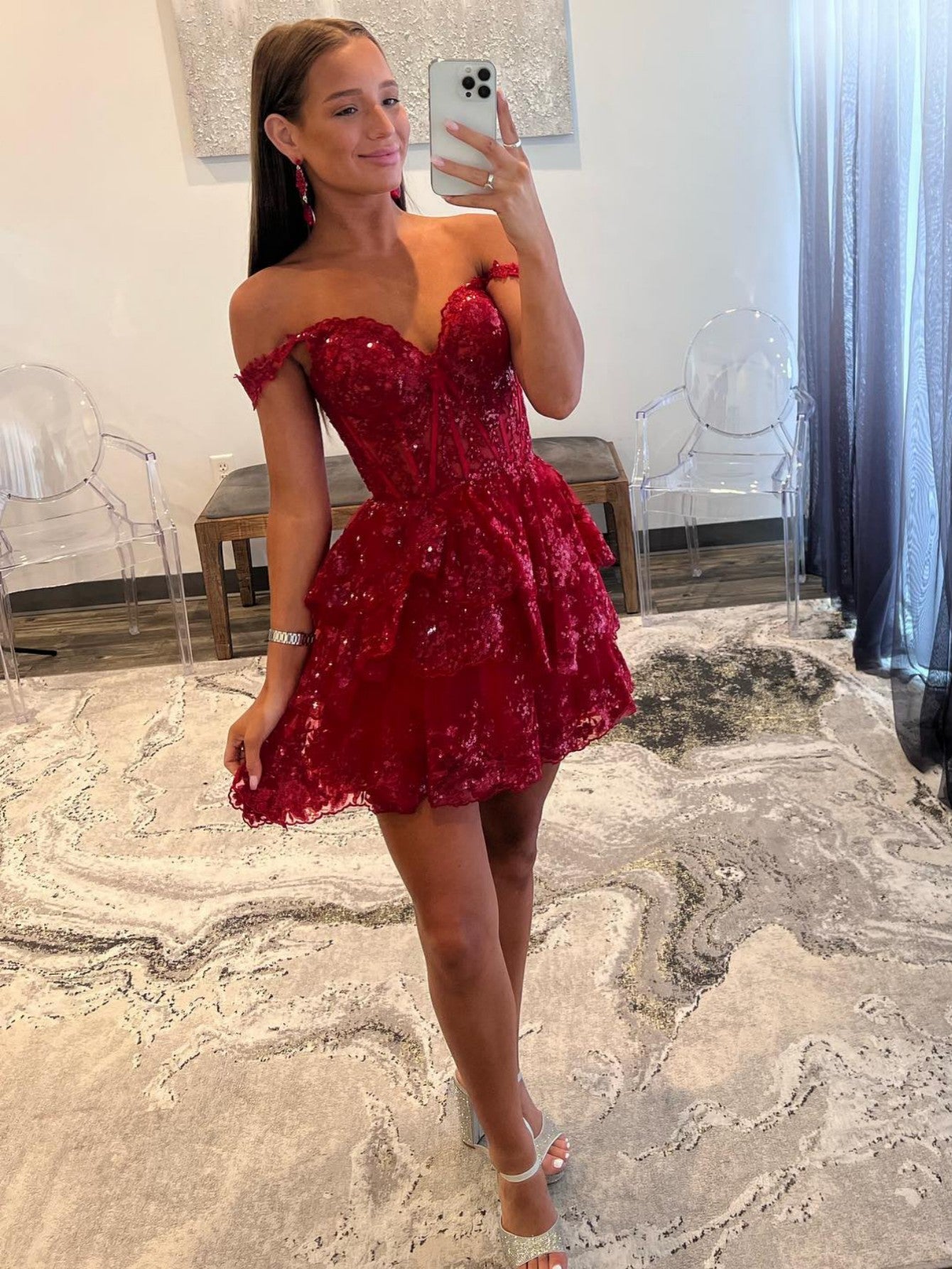 Sweetheart Tiered A-Line Short Homecoming Dress BM bride