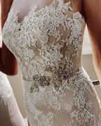 Pearl Mermaid Wedding Dress With Appliques Lace Sash BM bride