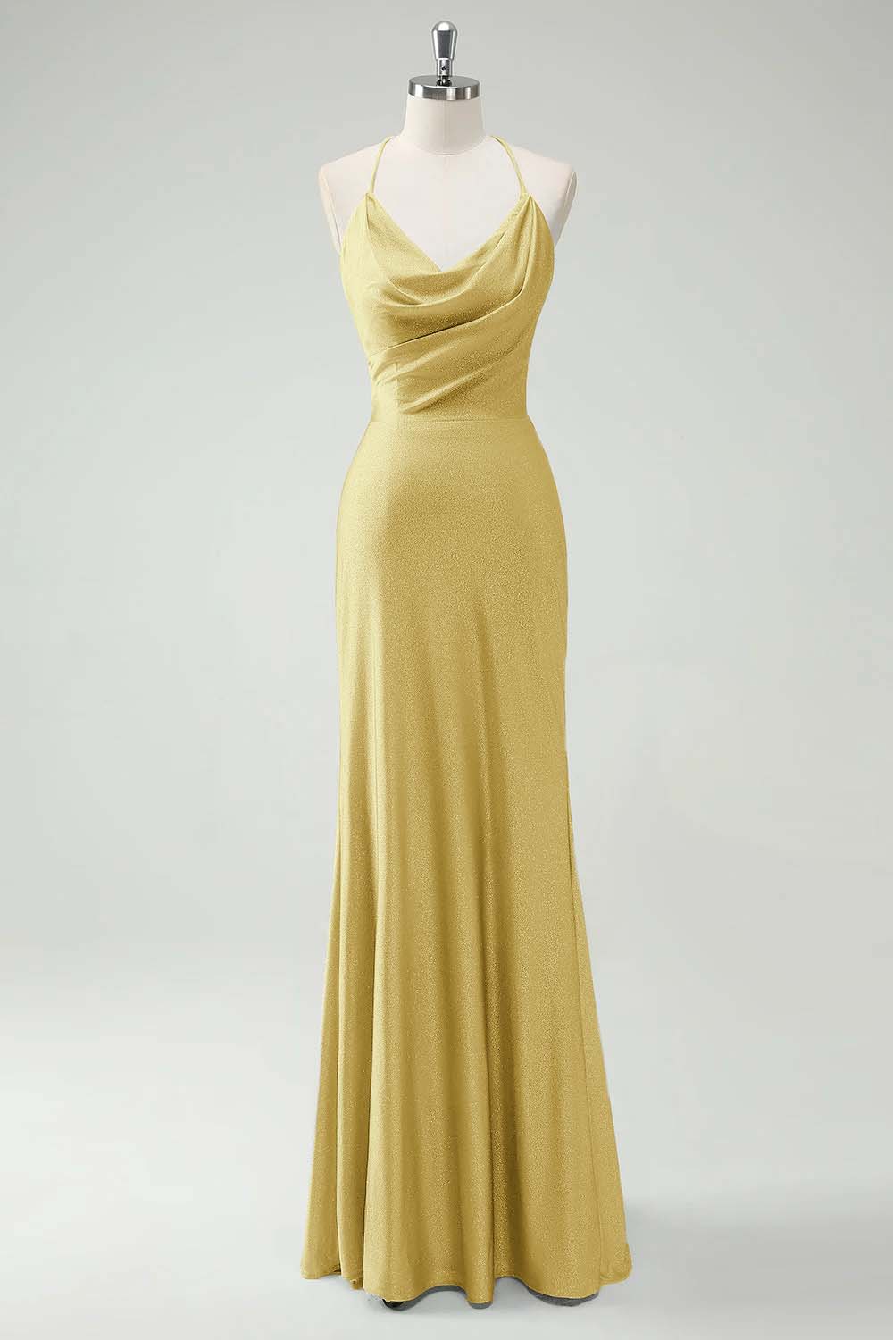 Chic Halter Sleeveless Long Mermaid Prom Dress With Pleated