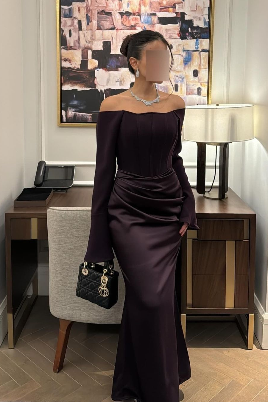 Strapless Long Sleeves Mermaid Long Prom Dress With Pleated BMBRIDE