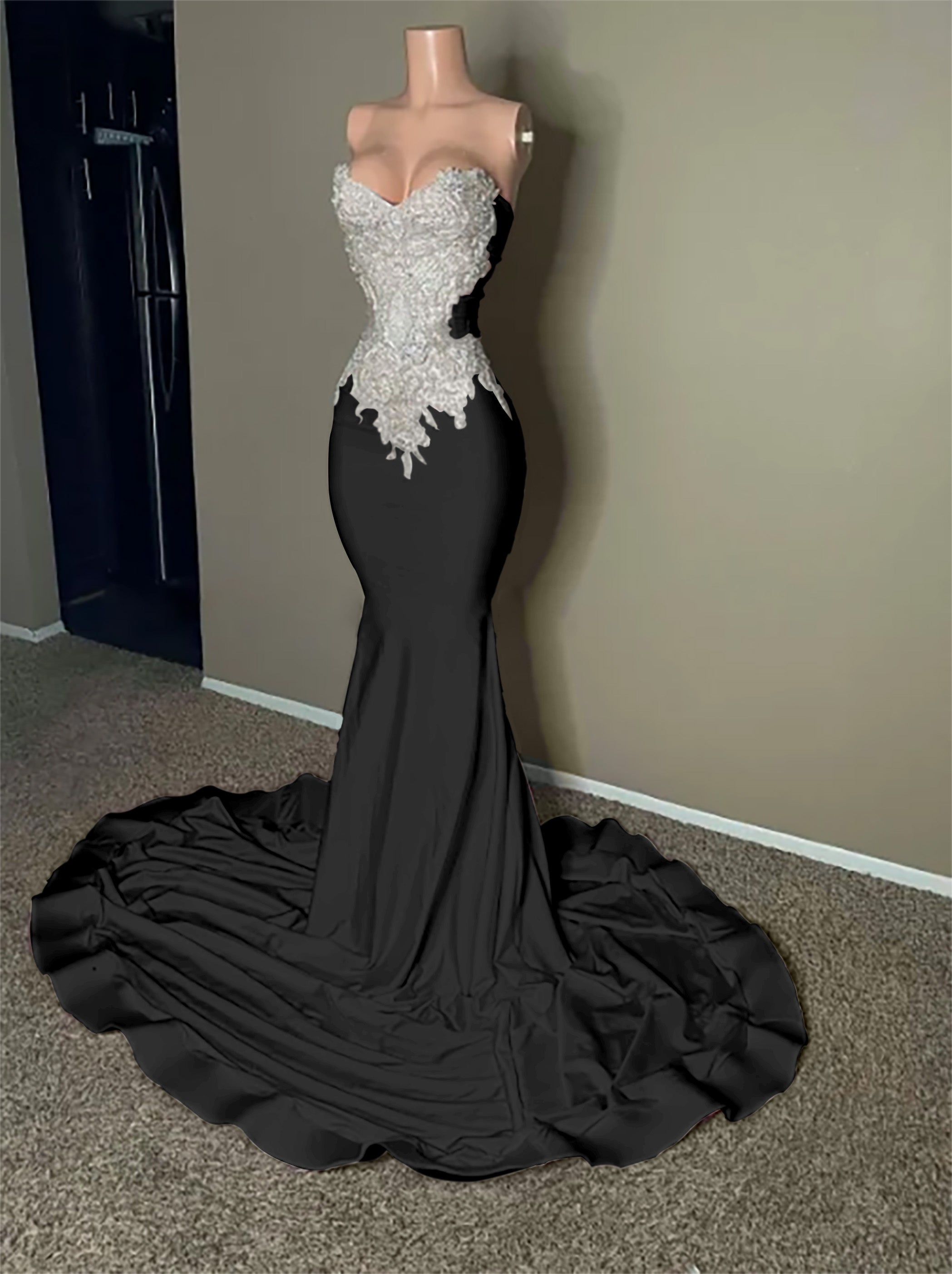 Stunning Pink Sleeveless Strapless Mermaid Long Prom Dress With Embroidery BMBRIDE