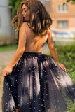 Beautiful A-Line Beaded Tulle Homecoming Dress with Delicate Flowers BM bride