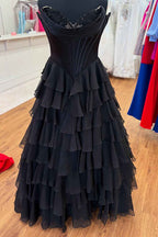 Yellow Princess Sweetheart Chiffon Ruffled Long Corset Prom Dress with Slit