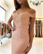 Off the Shoulder Strapless Sleeveless Prom Dress Mermaid With Appliques