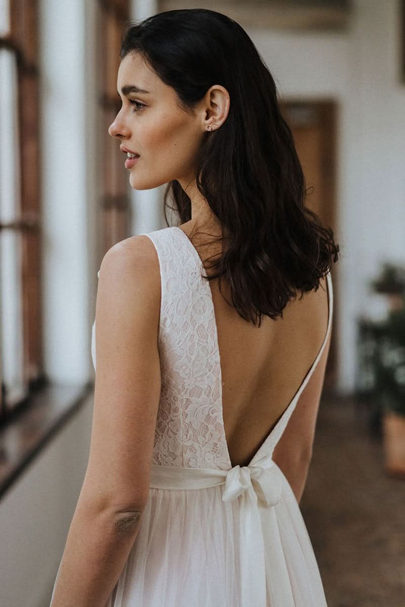 Open Back Lace Beach Wedding Dress BM bride
