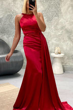 Elegant Jewel Strapless Mermaid Long Prom Dress with Pleats BM bride
