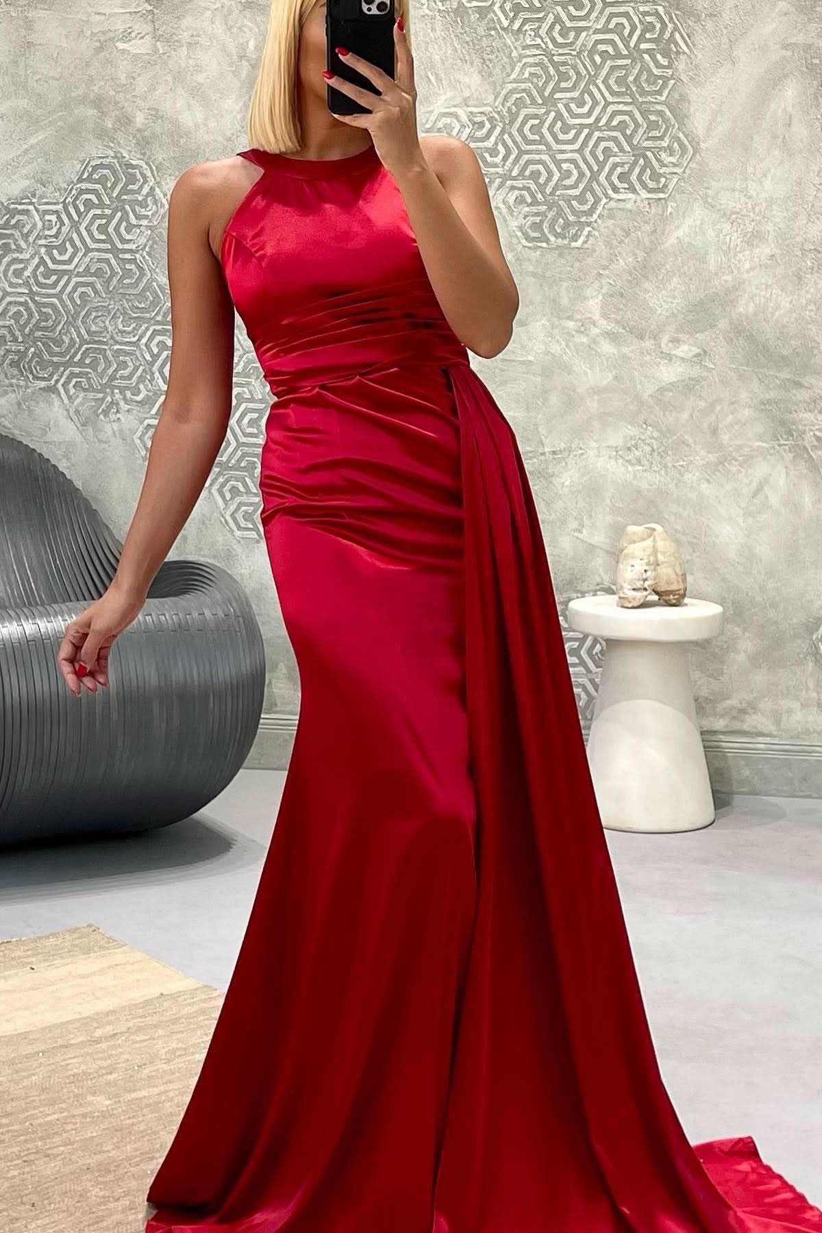 Elegant Jewel Strapless Mermaid Long Prom Dress with Pleats BM bride