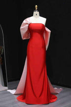 One Shoulder Sleeveless Long Mermaid Prom Dress With Bowknot