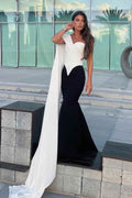 One Shoulder Sleeveless Long Mermaid Prom Dress With Pleated