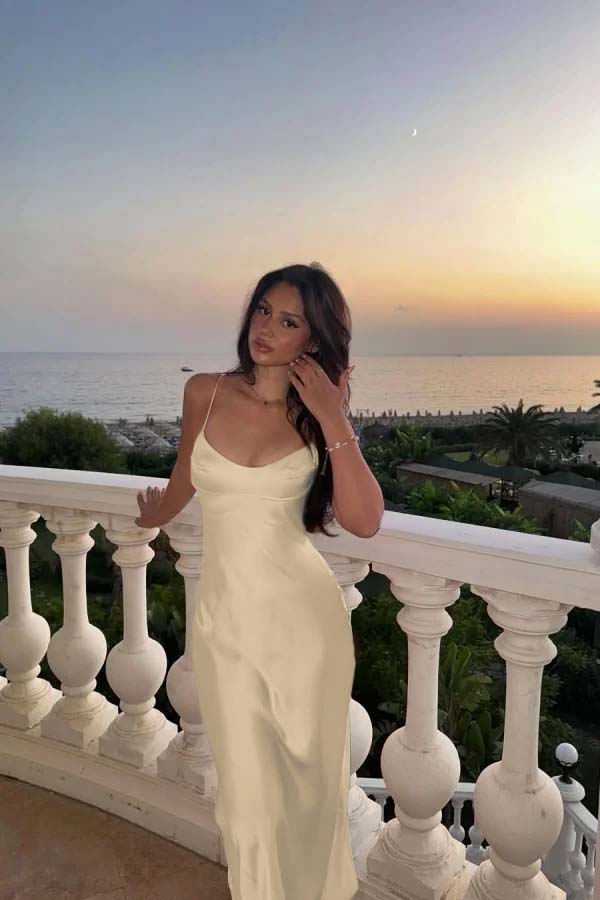Spaghetti Strap Sleeveless Long Mermaid Prom Dress With Pleated BMBRIDE